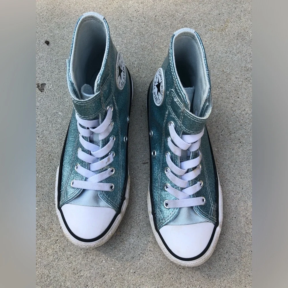 Converse Teal Glitter High Top Sneakers 2
